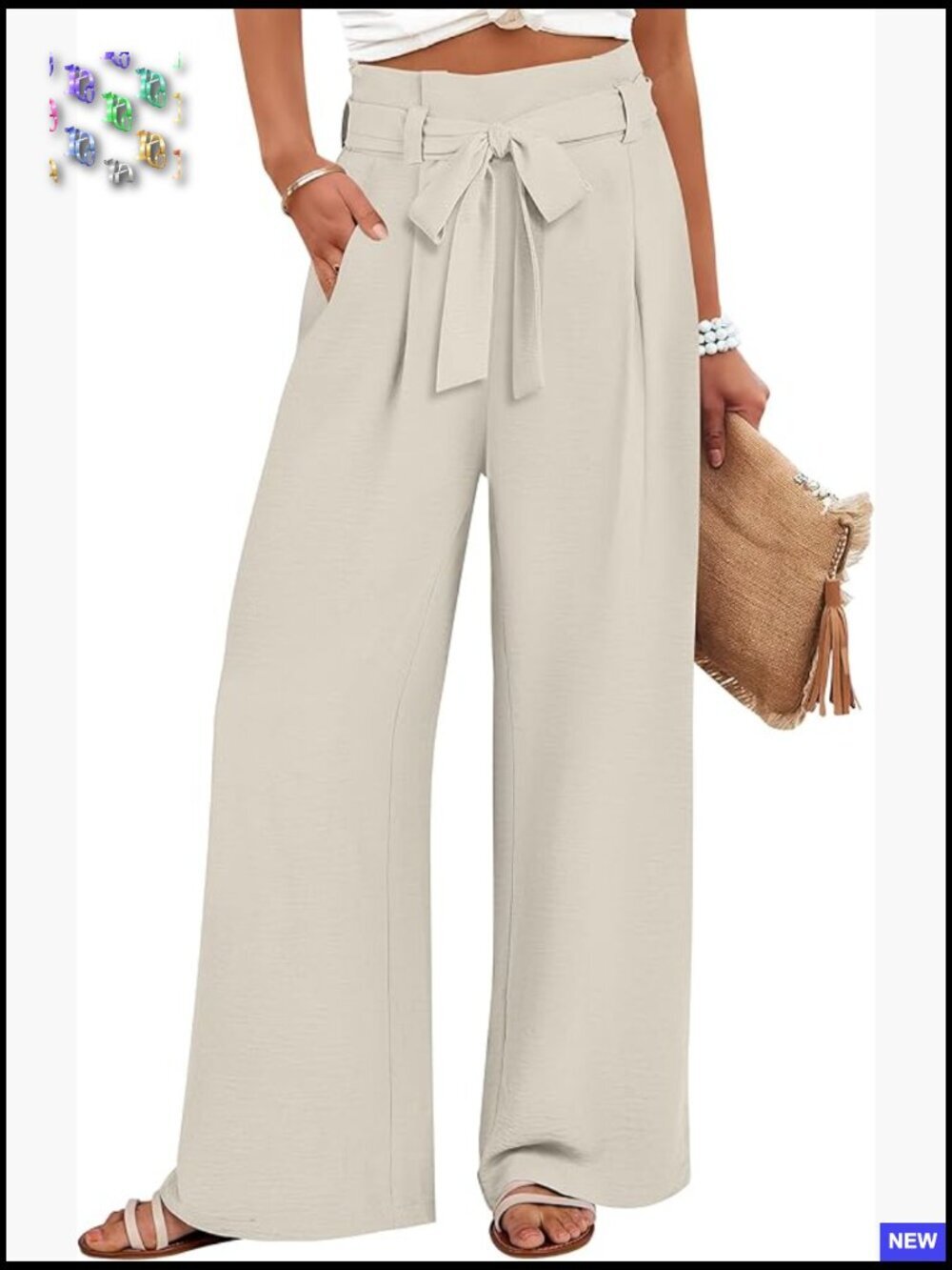 Wide Leg Palazzo Pants Belted High Waisted Business Casual Flowy Long Trousers